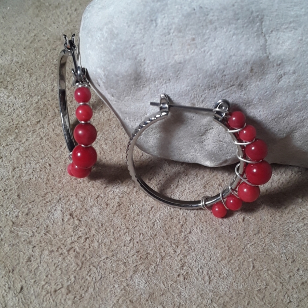 Sold **Red Bamboo Coral Earrings